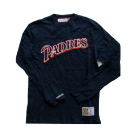 Mitchell & Ness San Diego Padres Wordmark Slub Long Sleeve T-Shirt Navy