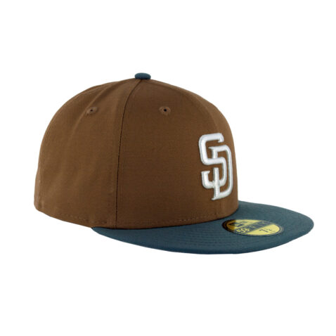 New Era 59Fifty San Diego Padres Two Tone Basic Fitted Hat Light Bronze White Storm Grey Right Side