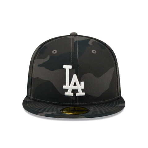 New Era 59Fifty Los Angeles Dodgers Black Camo Fitted Hat Black Camo Front