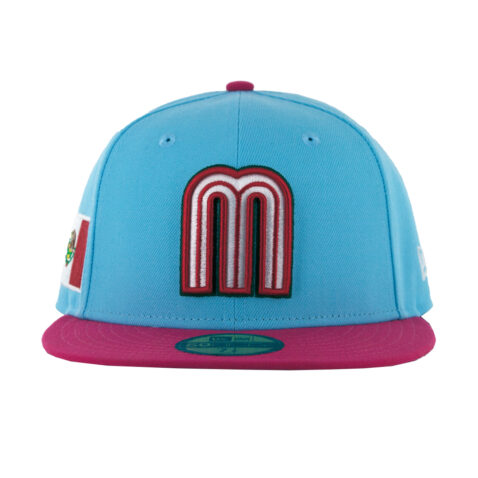 New Era 59Fifty World Baseball Classic 2023 Mexico Alt Fitted Hat Blue Pink Front