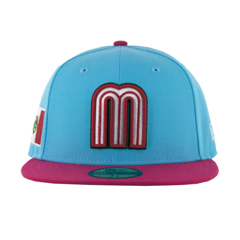 New Era 59Fifty World Baseball Classic 2023 Mexico Alt Fitted Hat Blue Pink Front New Era 59Fifty World Baseball Classic 2023 Mexico Alt Fitted Hat Blue Pink Front