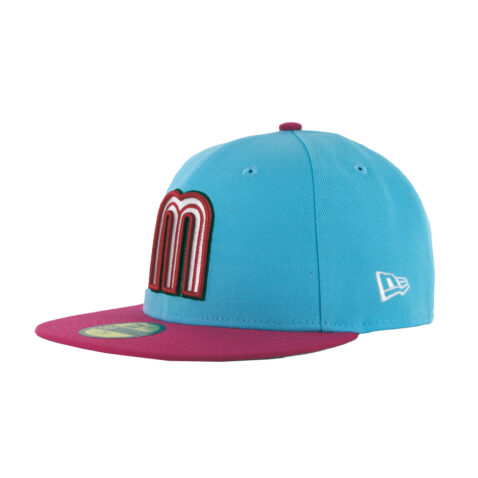 New Era 59Fifty World Baseball Classic 2023 Mexico Alt Fitted Hat Blue Pink Left Side