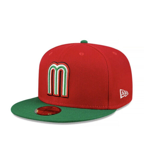 New Era 59Fifty World Baseball Classic 2023 Mexico Road Fitted Hat Scarlet Kelly Green Left front