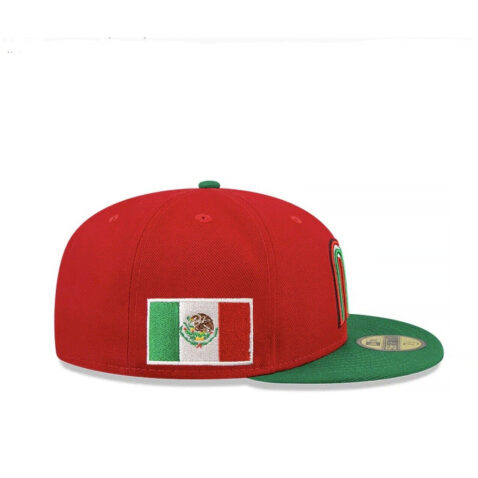New Era 59Fifty World Baseball Classic 2023 Mexico Road Fitted Hat Scarlet Kelly Green Right
