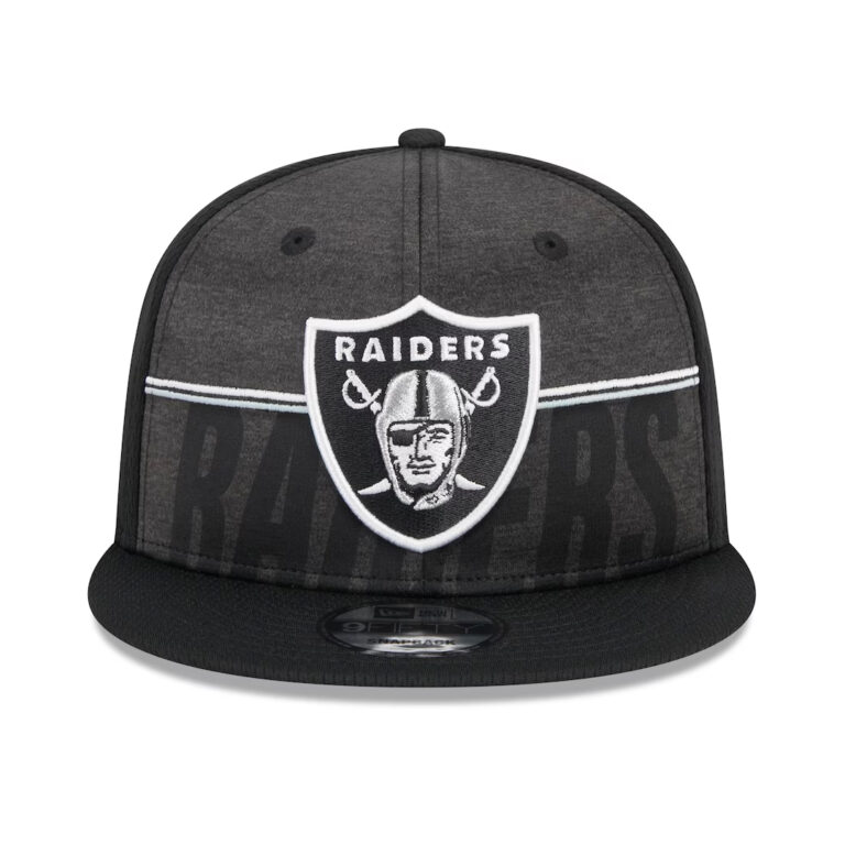 New Era 9Fifty Las Vegas Raiders Training Camp 23' Snapback Hat Black Front New Era 9Fifty Las Vegas Raiders Training Camp 23' Snapback Hat Black Front