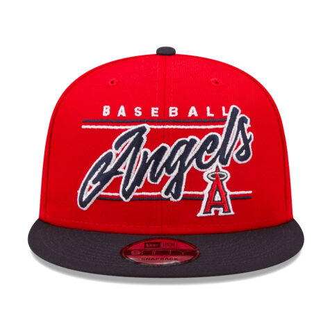 New Era 9Fifty Lons Angeles Angels Team Script Snapback Hat Red Dark Navy Front