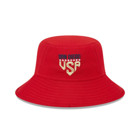 New Era San Diego Padres July 4th 2023 Bucket Hat Scarlet Red Back