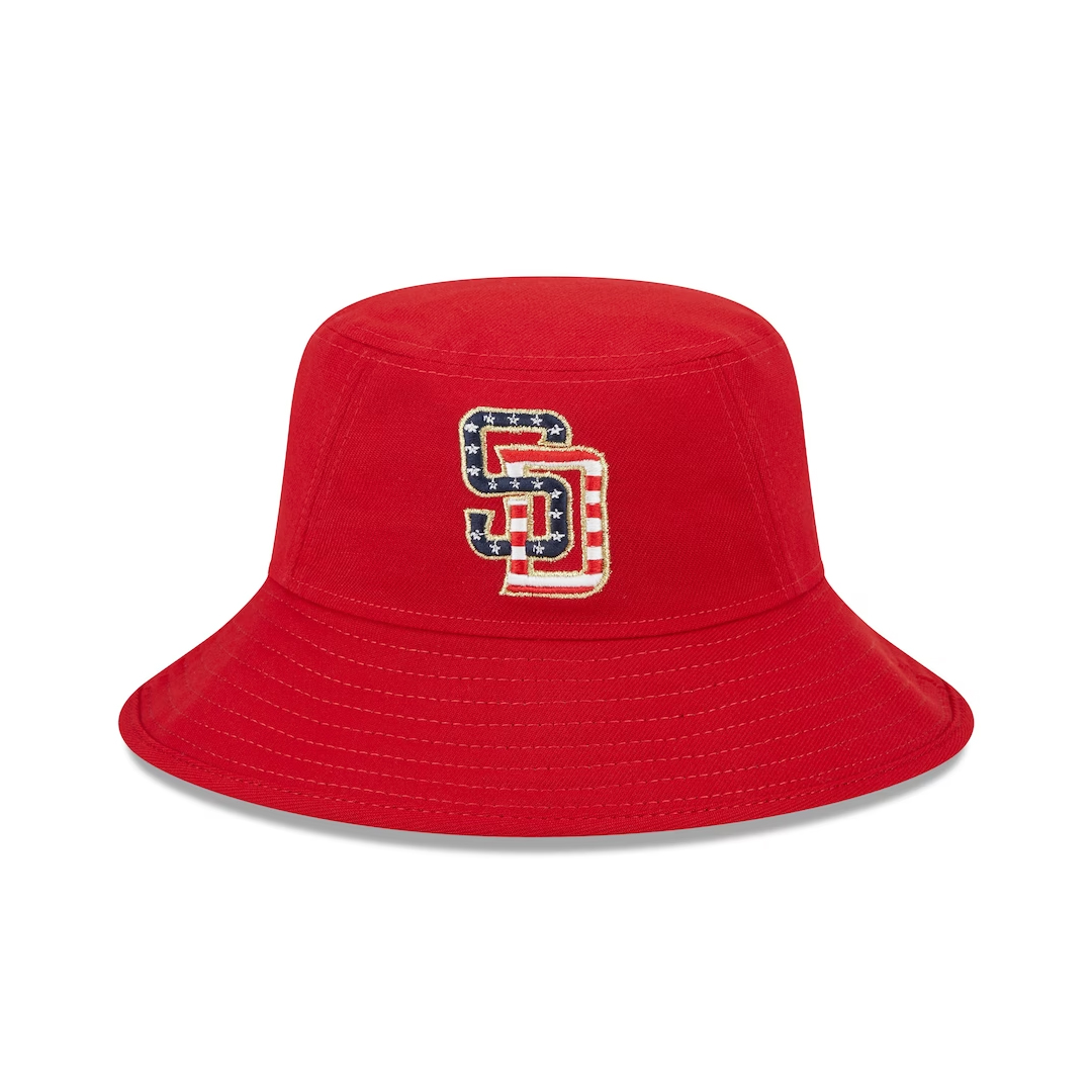 New Era San Diego Padres July 4th 2023 Bucket Hat Scarlet Red