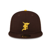 New Era x Fear of God 59Fifty San Diego Padres FOG Ballpark Collection Fitted Hat Burnt Wood Brown Gold Front