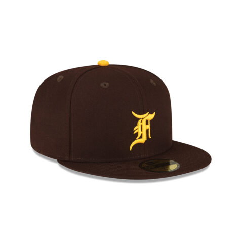 New Era x Fear of God 59Fifty San Diego Padres FOG Ballpark Collection Fitted Hat Burnt Wood Brown Gold Right Front