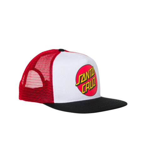 Santa Cruz Classic Dot Trucker Snapback Hat Red White Black Right Front