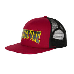 Creature Logo Mesh Trucker Adjustable Snapback Hat Maroon Black