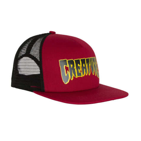 Creature Logo Mesh Trucker Adjustable Snapback Hat Maroon Black Creature Logo Mesh Trucker Adjustable Snapback Hat Maroon Black