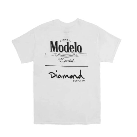 Diamond X Modelo Stacked Short Sleeve T-Shirt White Back