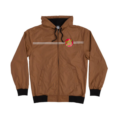 Santa Cruz Dot Hooded Windbreaker Jacket Brown