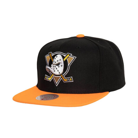 Mitchell & Ness Anaheim Ducks 2 Tone 2.0 Snapback Hat Black Orange