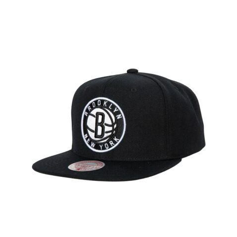 Mitchell & Ness Brooklyn New York Nets Team Ground 2.0 Snapback Hat Black Left Front