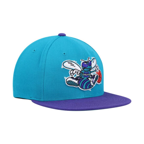 Mitchell & Ness Charlotte Hornets Two Tone 2.0 Snapback Hat Dark Teal Purple Mitchell & Ness Charlotte Hornets 2 Tone 2.0 Snapback Hat Dark Teal Purple Right Front