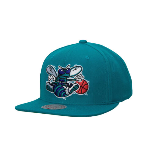 Mitchell & Ness Charlotte Hornets Team Ground 2.0 Snapback Hat Dark Teal Left Front