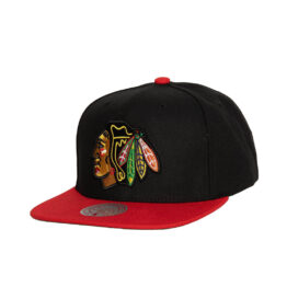 Mitchell & Ness Chicago Blackhawks Two Tone 2.0 Snapback Hat Black Red
