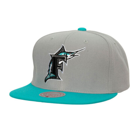 Mitchell & Ness Florida Marlins Away Snapback Hat Grey