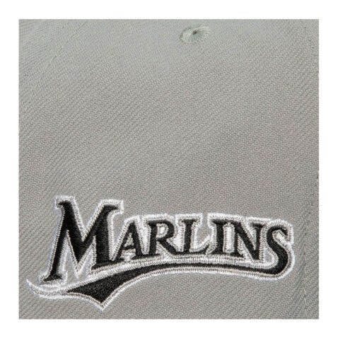 Mitchell & Ness Florida Marlins Away Snapback Hat Grey Logo
