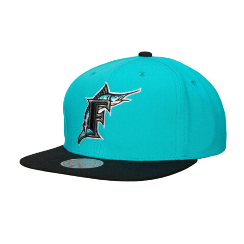 Mitchell & Ness Florida Marlins Evergreen Snapback Hat Teal