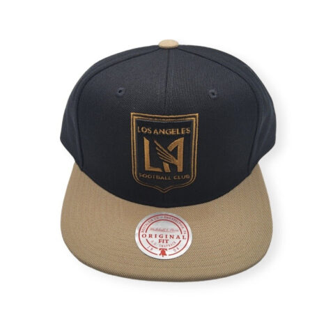 Mitchell & Ness Los Angeles Football Club Two Tone 2.0 Snapback Hat BlackTan Front