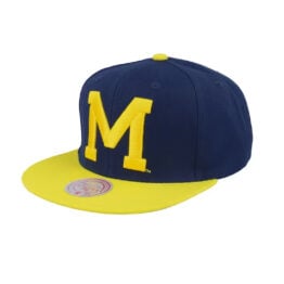 Mitchell & Ness Michigan Wolverines Two Tone 2.0 Snapback Hat Navy Yellow