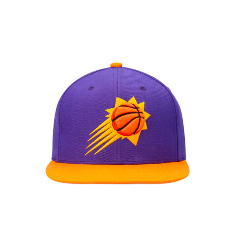 Mitchell & Ness Phoenix Suns Core Basic Snapback Hat Purple Orange Front