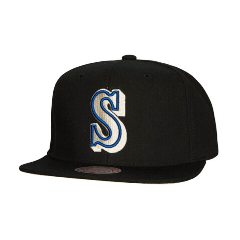 Mitchell & Ness Seattle Mariner Team Classic Snapback Hat Black