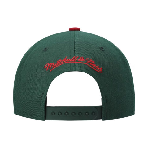 Mitchell & Ness Seattle Sonics 2 Tone 2.0 Snapback Hat Dark Green Burgundy Back