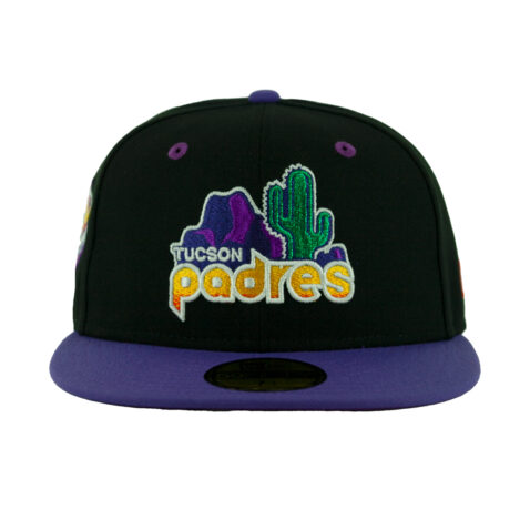 New Era 59Fifty Tucson Padres Sunset Fitted Hat Black Gradient Orange Purple Front