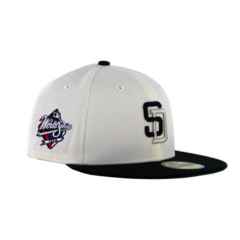 New Era 59Fifty San Diego Padres Ace Fitted Hat Chrome White Black Metallic Silver Right Front