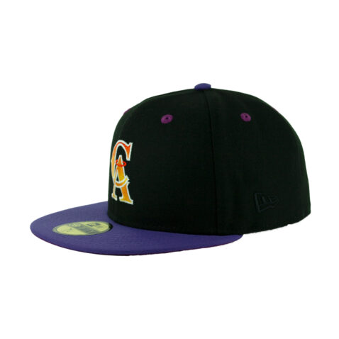 New Era 59Fifty California Angels Sunset Fitted Hat Black Gradient Orange Purple Left Front