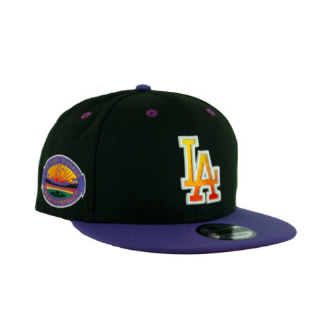 New Era 9Fifty Los Angeles Dodgers Sunset Adjustable Snapback Hat Black Gradient Orange Purple Right Front