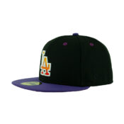 New Era 59Fifty Los Angeles Dodgers Sunset Fitted Hat Black Gradient Orange Purple Left Front