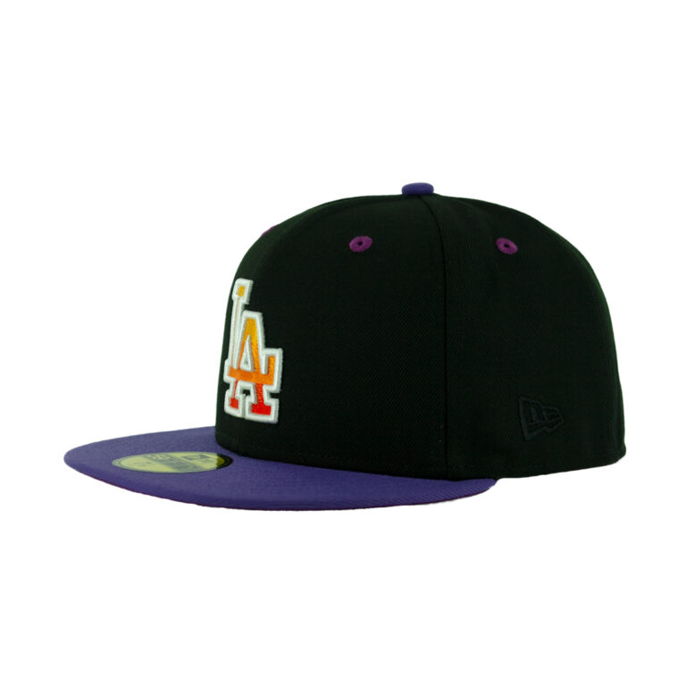 New Era 59Fifty Los Angeles Dodgers Sunset Fitted Hat Black Gradient Orange Purple Left Front
