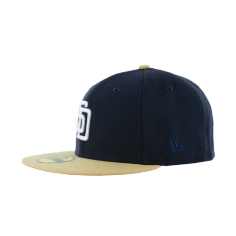 New Era 59Fifty San Diego Padres '04 Fitted Hat Light Navy White Vegas Gold Left Front