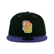 New Era 9Fifty San Diego Padres Sunset Adjustable Snapback Hat Black Gradient Orange Purple Front