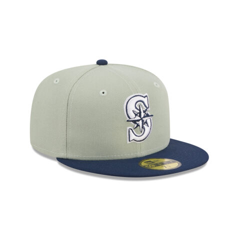 New Era 59Fifty Seattle Mariners Color Pack Fitted Hat Light Mint Green Dark Navy Right Front
