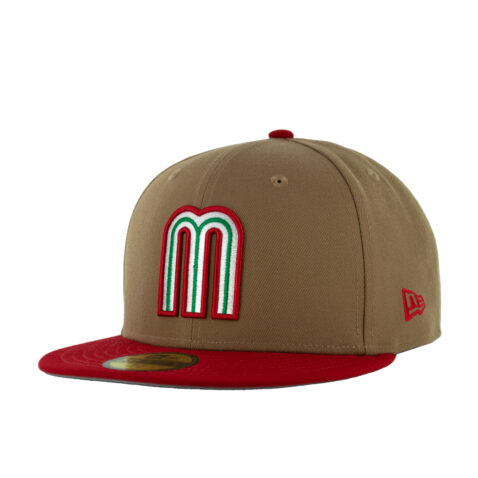 New Era 59Fifty World Baseball Classic Mexico Fitted Hat Khaki Green Red Left Side