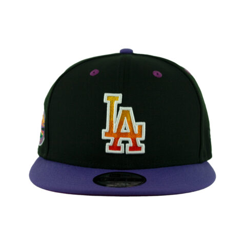 New Era 9Fifty Los Angeles Dodgers Sunset Adjustable Snapback Hat Black Gradient Orange Purple Front