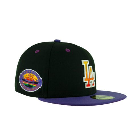 New Era 59Fifty Los Angeles Dodgers Sunset Fitted Hat Black Gradient Orange Purple Right Front