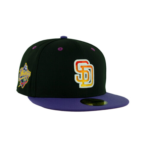 New Era 59Fifty San Diego Padres Sunset Fitted Hat Black Gradient Orange Purple Right Front