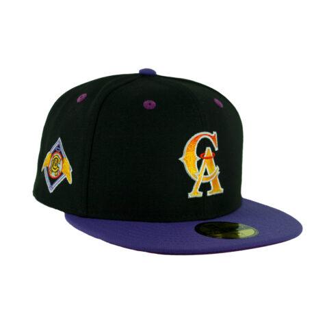 New Era 59Fifty California Angels Sunset Fitted Hat Black Gradient Orange Purple Right Front