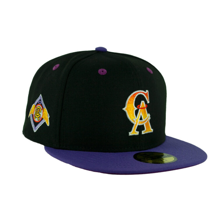 New Era 59Fifty California Angels Sunset Fitted Hat Black Gradient Orange Purple Right Front New Era 59Fifty California Angels Sunset Fitted Hat Black Gradient Orange Purple Right Front