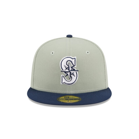 New Era 59Fifty Seattle Mariners Color Pack Fitted Hat Light Mint Green Dark Navy Front