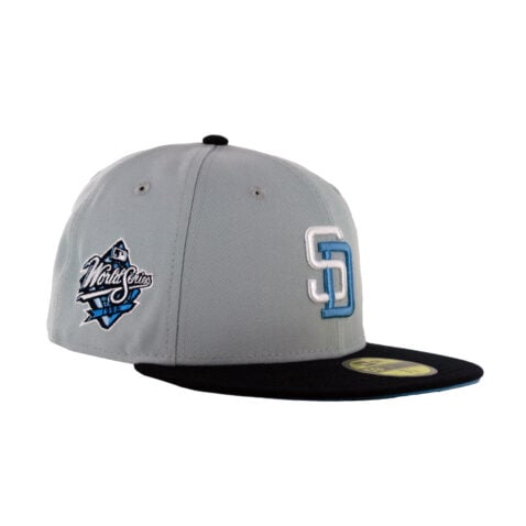 New Era 59Fifty San Diego Padres Grey Icy Fitted Hat Snow Gray White Sky Blue Right Front