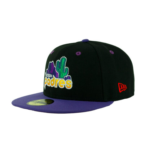 New Era 59Fifty Tucson Padres Sunset Fitted Hat Black Gradient Orange Purple Left Front